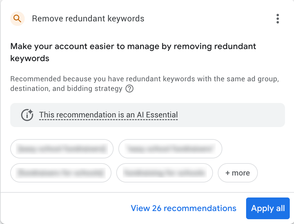 redundant keywords